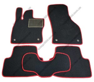 Севиленовые, ячейчастые автоковрики Volkswagen Golf 7 2013->, 5 шт.  чёрные+красный (EVA)