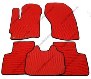 Севиленовые, ячейчастые автоковрики Mitsubishi Outlander XL 2007-2012, 5 шт.  красные (EVA)