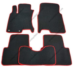 Севиленовые, ячейчастые автоковрики Nissan Qashqai 2007-2013, 5шт.  чёрный+красный (EVA)