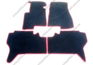 Севиленовые, ячейчастые автоковрики Mitsubishi Pajero Wagon III 1999-2006, 4 шт.  чёрный с красным кантом